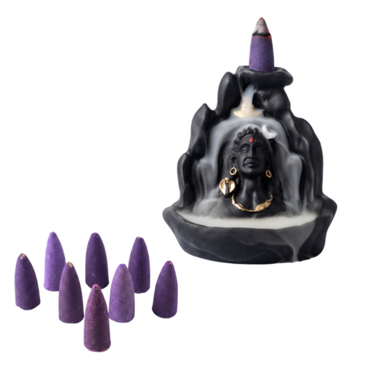 21096 Lord Adiyogi Shiva Statue with Incense Folder, Mahadev Murti for Mandir, Home/Office Decor with Free 10 Incense Cones