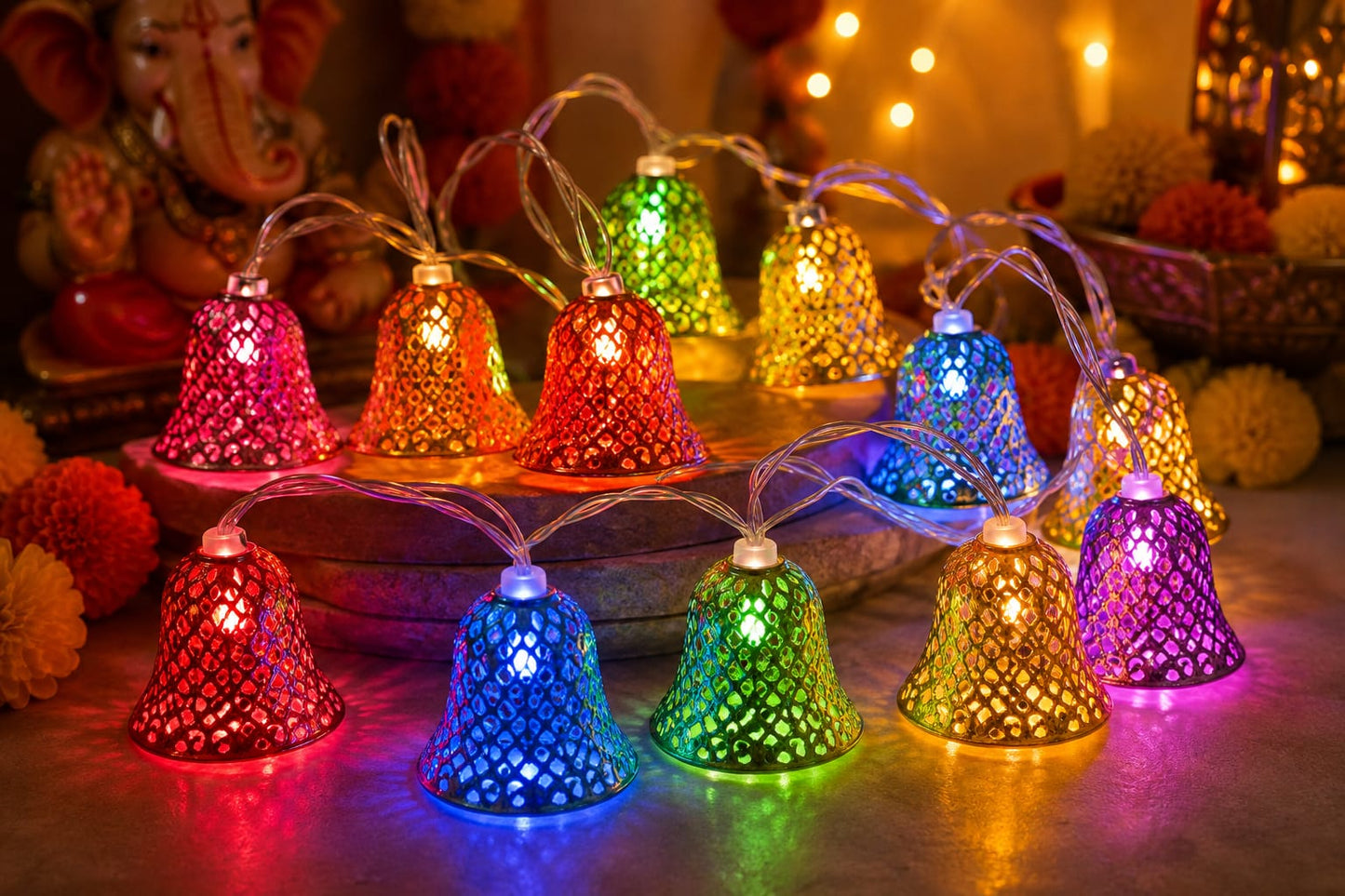 21112 Festive multicolor LED string light Jhumka shaped Size-13*7*9