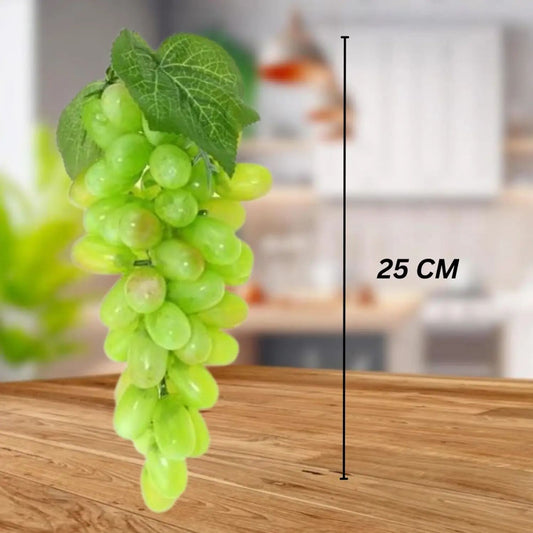 21120 Artificial Grape Bunch with Leaves | ECOSPEL Green Grape Bunch for Car Hanging Home Decor, Table Decor | Medium Size {Green/ Black Grape}