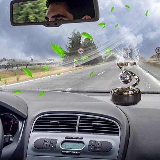 CP-S18 Solar Rotating Car Air Freshener-Refillable Aromatherapy Diffuser & Eco-Friendly Dashboard Air Purifier with Stylish Auto-Rotation, Solar-Powered Fragrance Diffuser for Car Interior