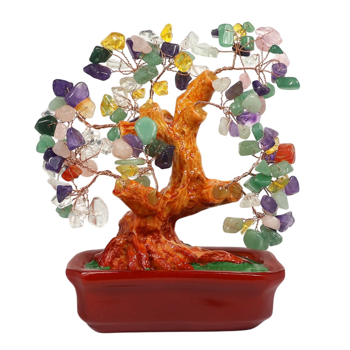 2965M-9 Multi Stone Crystal Tree, Good Luck and Positive Energy, Vastu, Feng Shui Showpiece for Living Room, Natural Healing Gemstones Money, Lucky Tree for Good Luck