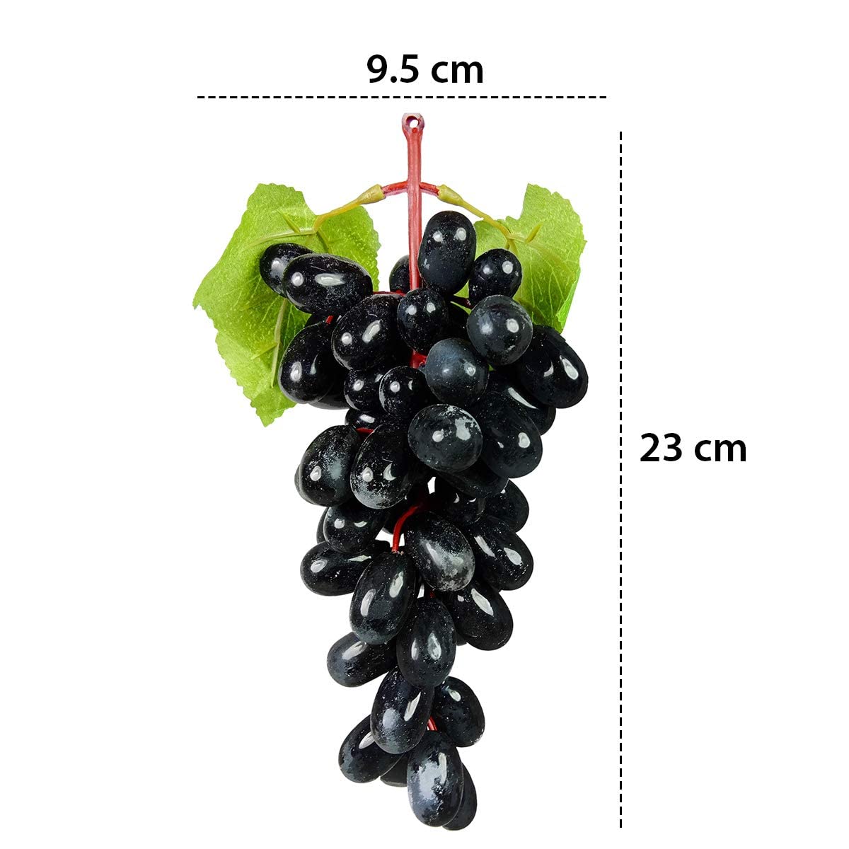 21120 Artificial Grape Bunch with Leaves | ECOSPEL Green Grape Bunch for Car Hanging Home Decor, Table Decor | Medium Size {Green/ Black Grape}