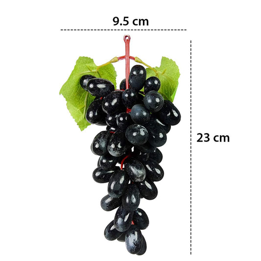 21120 Artificial Grape Bunch with Leaves | ECOSPEL Green Grape Bunch for Car Hanging Home Decor, Table Decor | Medium Size {Green/ Black Grape}