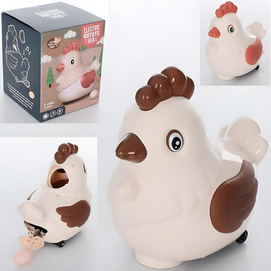 X-135 Bump and Go Hen Toy with Music for Kids, 3 Egg Laying Hen Toy, Rotating Electric Lay Egg Hen, Chicken Toys Kids with Music