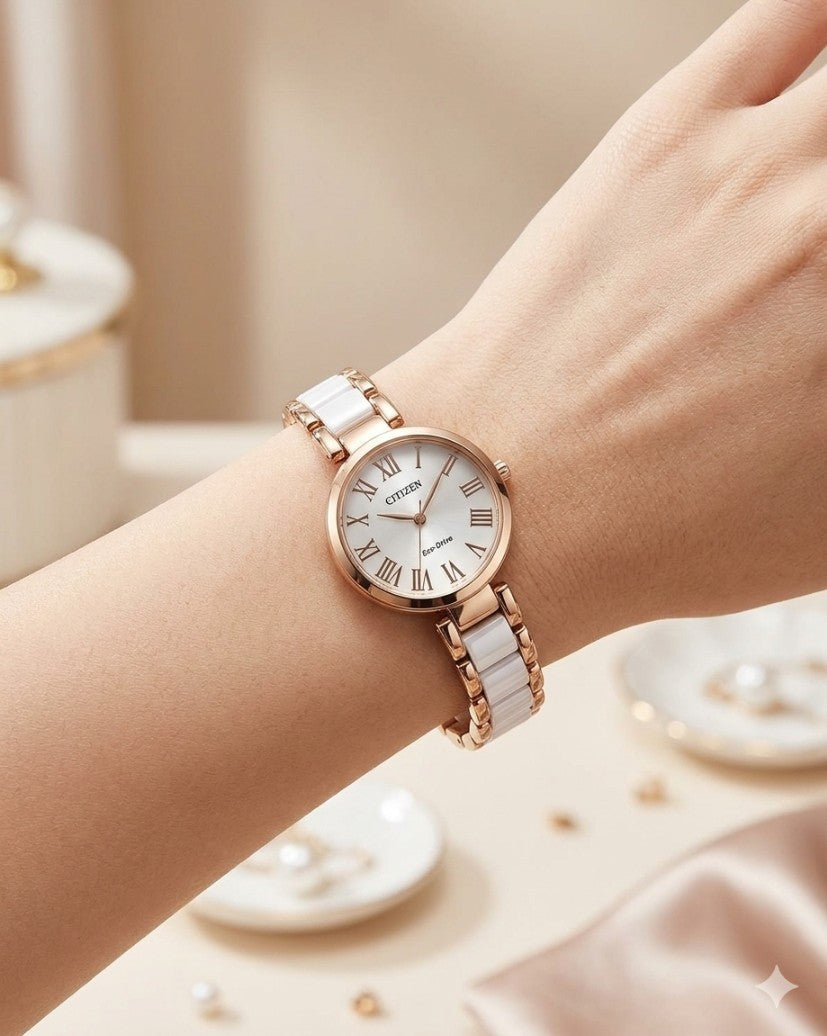 21235  Watch Women Gift  Gold Ladies Wrist Watches Ceramic Strap Bracelet Clock