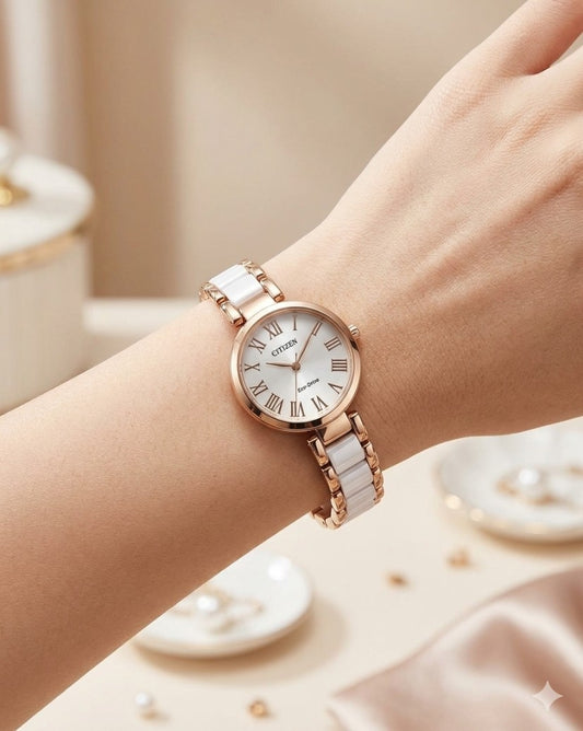 21235  Watch Women Gift  Gold Ladies Wrist Watches Ceramic Strap Bracelet Clock