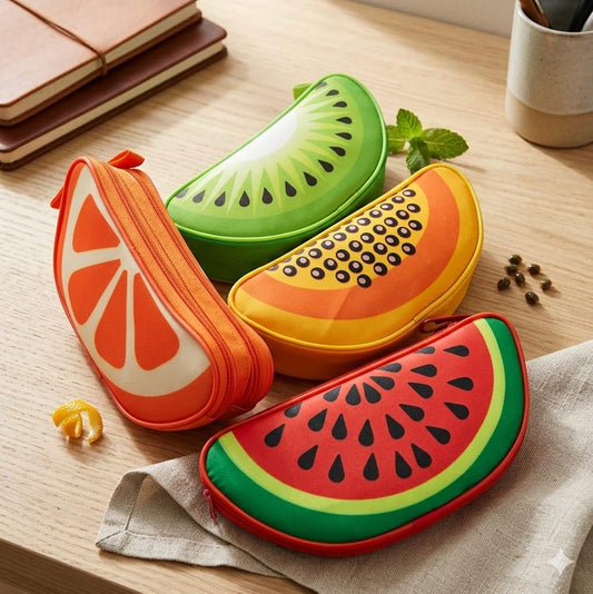 21287 Fruit Shape Pouch for Kids & Women, Cute Zipper Storage Case for Stationery, Makeup, Coins & Small Accessories, Random Design  [Rrandom Colour]