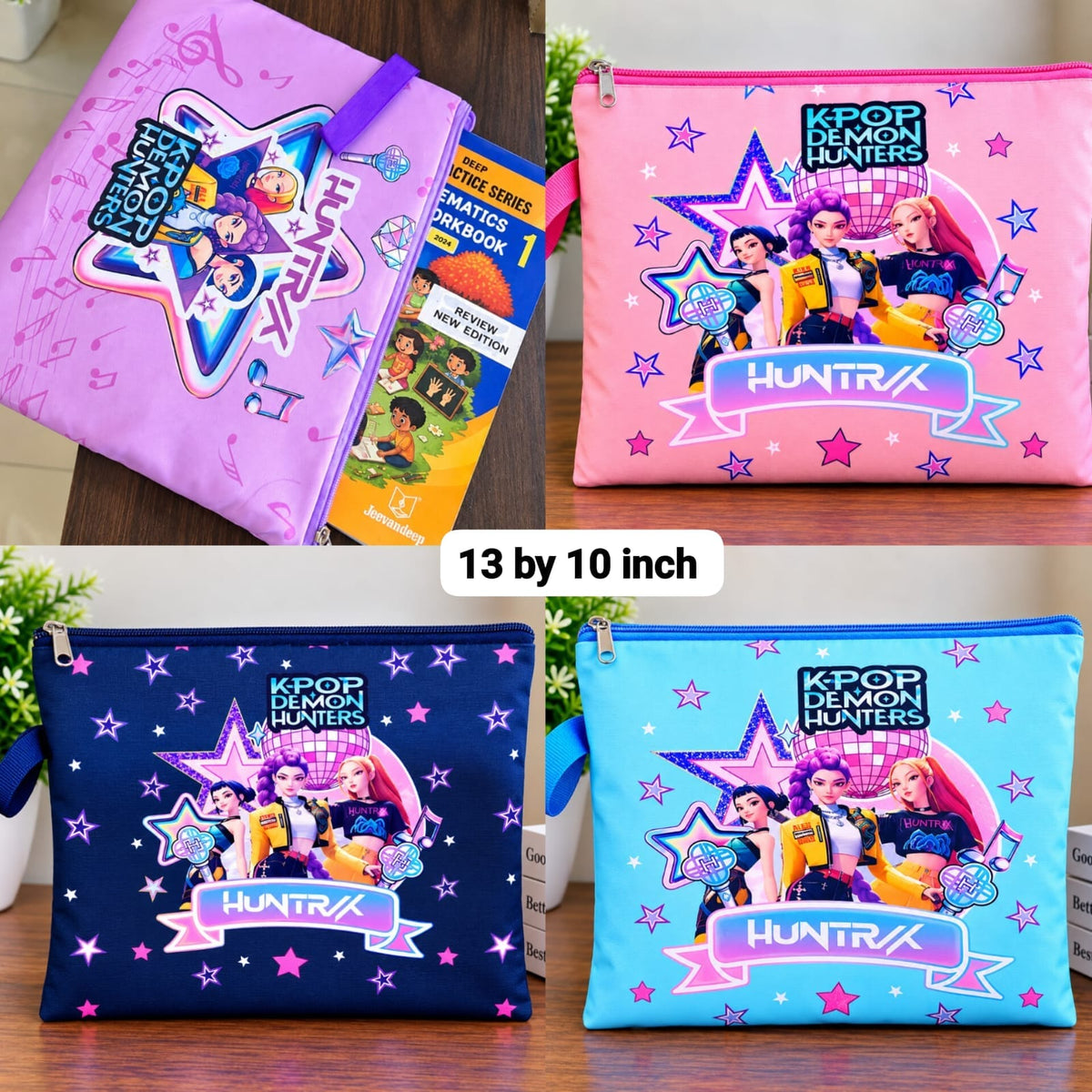 21290 K Pop Demon Music Idol-Inspired A4 Document Pouch for Office & School | Water-Resistant Faux Leather Organizer for Certificates & Stationery | Spacious Multi-Purpose Zip Folder [Random Colour]