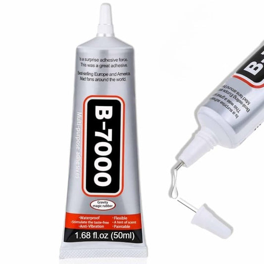 B-7000 Industrial Strength Adhesive Glue 50ml with Precision Tip, Multi-Purpose Clear Glue for Mobile Phone, Rhinestones, Crafts, Shoes, Fabric, Jewelry, Aari Work, Beads