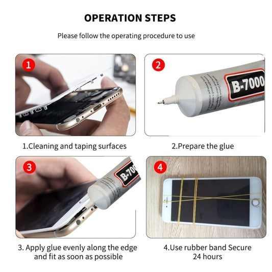 B-7000 Industrial Strength Adhesive Glue 50ml with Precision Tip, Multi-Purpose Clear Glue for Mobile Phone, Rhinestones, Crafts, Shoes, Fabric, Jewelry, Aari Work, Beads