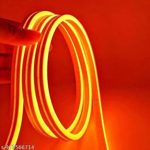 YGD-6 Forus 5 Meter LED Neon Strip Light - Amber, Flexible Waterproof Rope Lights 16.4 Feet with 12V Adapter, Indoor Outdoor Diwali Decorative Lighting, Home Decoration, Wall Decor,
