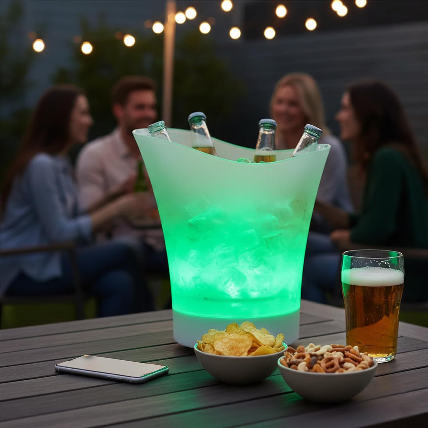 BE-99  Ice Bucket with Bluetooth Speaker LED Light, Rechargeable & Portable Party CoolerMulti-Color LED Party Tub for Drinks & Music Chiller & Sound in One Ideal for Parties & Events