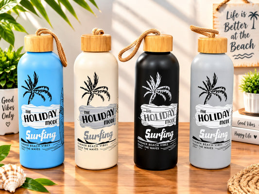 SM-209 Holiday Mode Surfing Water Bottle – Stylish Beach Theme Water Bottle