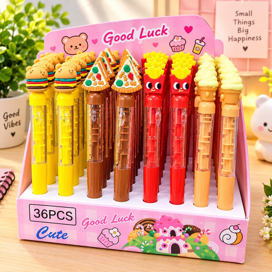 21298  [36 pcs] Puzzle Pen Retro Cartoon French Fries Novelty Pen – Cute Colorful Fun Writing Pen