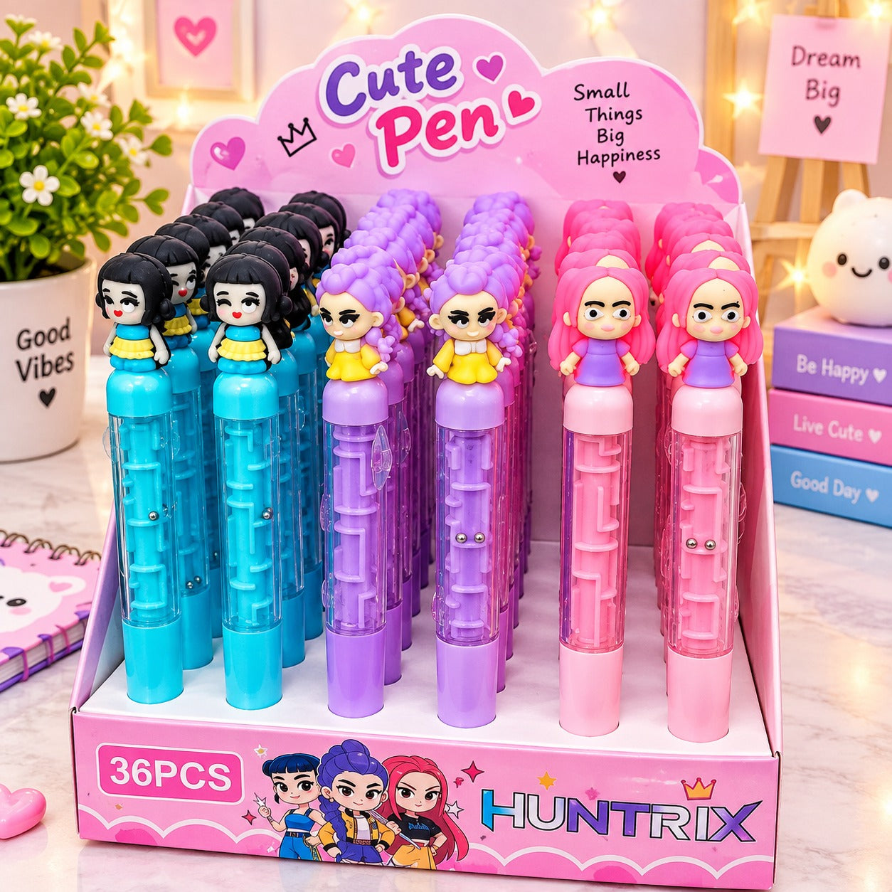 21300 [36 pcs] Puzzle Pen Retro Cartoon French Fries Novelty Pen – Cute Colorful Fun Writing Pen