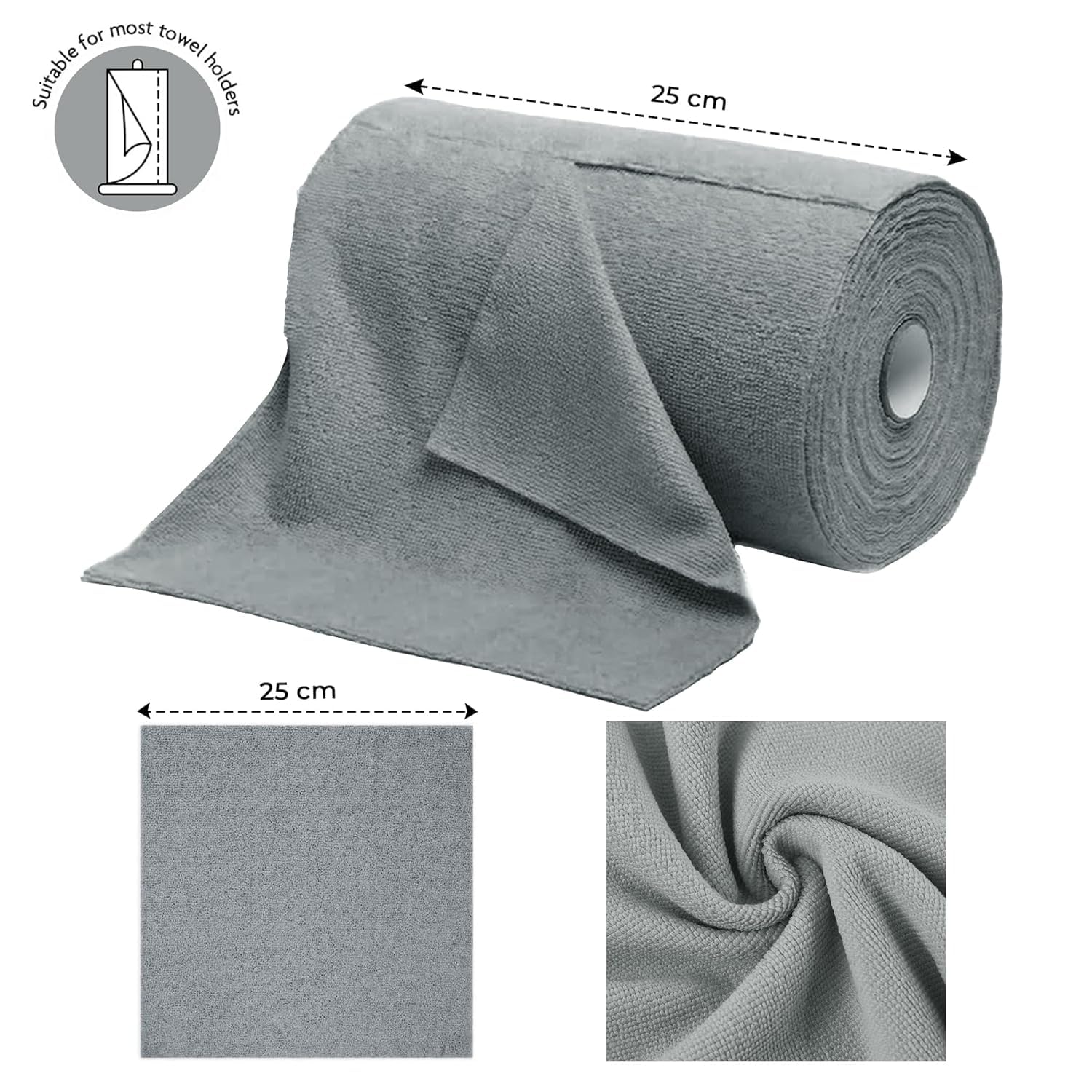 21303 Microfiber Cleaning Cloth Roll, 20Pcs, 4000 Times Washable - 10X Cheaper Than Paper Kitchen Towel Roll - Ultra Absorbent Lint Free Microfiber Cleaning Cloth for Kitchen - Tearable, Reusable