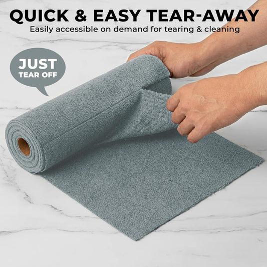 21303 Microfiber Cleaning Cloth Roll, 20Pcs, 4000 Times Washable - 10X Cheaper Than Paper Kitchen Towel Roll - Ultra Absorbent Lint Free Microfiber Cleaning Cloth for Kitchen - Tearable, Reusable