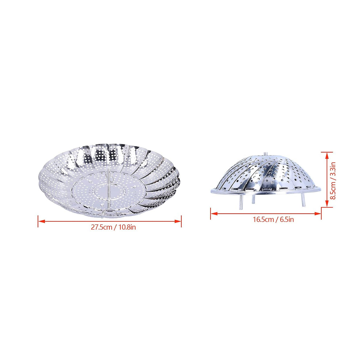 21306 Premium Stainless Steel Folding Steamer Basket (9.5 Inch) – Adjustable Vegetable Steamer Insert for Pots, Pans, and Instant Pot – Multi-Functional Kitchen Colander and Fruit Bowl