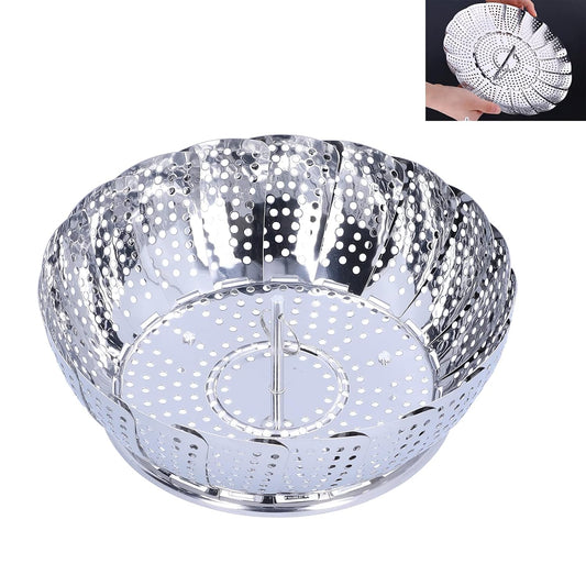 21306 Premium Stainless Steel Folding Steamer Basket (9.5 Inch) – Adjustable Vegetable Steamer Insert for Pots, Pans, and Instant Pot – Multi-Functional Kitchen Colander and Fruit Bowl