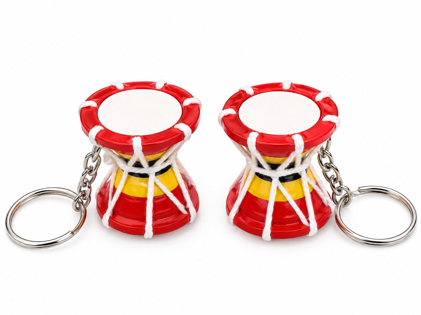 21309  [ PACK OF 24 ] Mini Dholak  Keychain – Colorful Traditional Drum