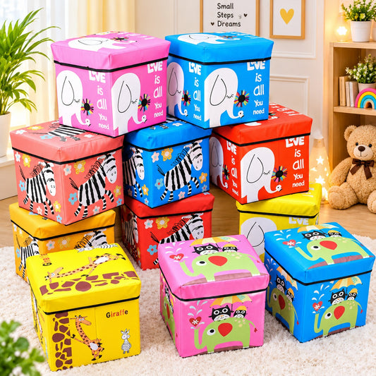 AN-5035 Kids Storage Box Foldable, Child-friendly Storage Container for Toys and Games [Random Design}