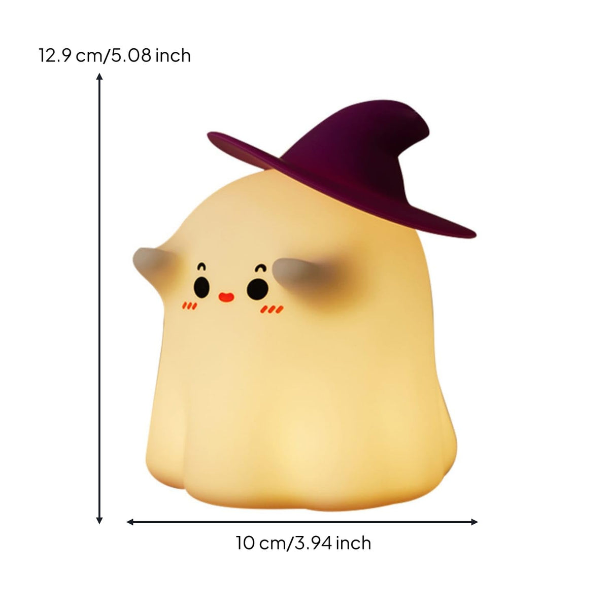21313 Soft Glow Squishy Silicone Ghost Lamp Warm Yellow Ghost Night Light Spooky-Cute Silicone Night Light Child-Friendly for Children, Toddlers, Nightstand, Bedroom