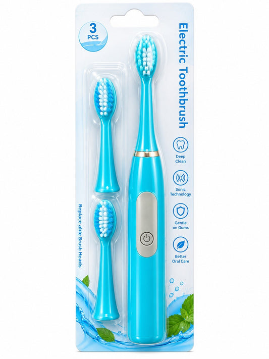 21314 Electric Toothbrush with 3 Replaceable Brush Heads | Sonic Toothbrush