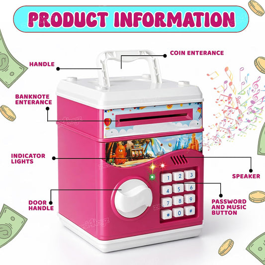 10514 Zest 4 Toyz Money Piggy Bank Toy for Kids Gullak Money Safe with Number Password Money Saving Mini ATM Toy with Lights and Sound Money Bank for Kids