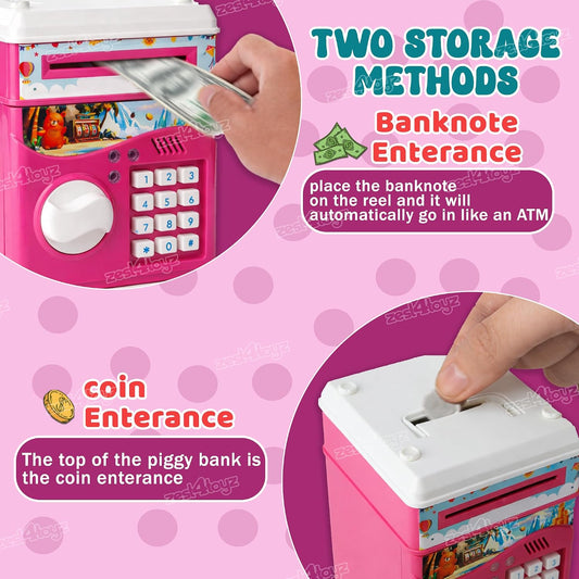 10514 Zest 4 Toyz Money Piggy Bank Toy for Kids Gullak Money Safe with Number Password Money Saving Mini ATM Toy with Lights and Sound Money Bank for Kids