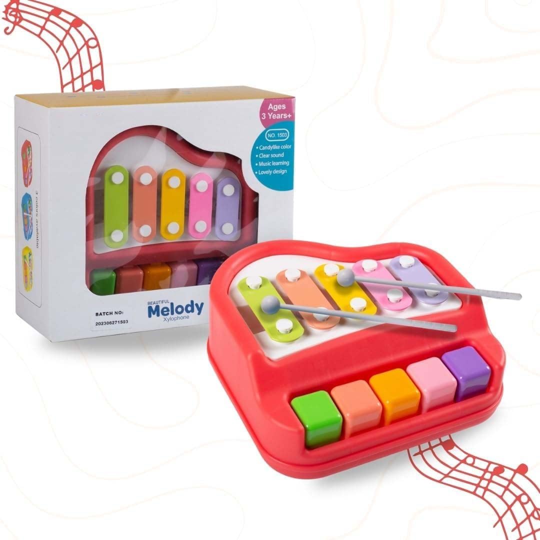 21340 2-in-1 Xylophone Musical Toy for Kids 8 Scale Piano Keyboard with 8 Tone Percussion, Colorful Educational Learning Toy for Babies, Toddlers, Boys & Girls 6-12 Months, Birthday Gift