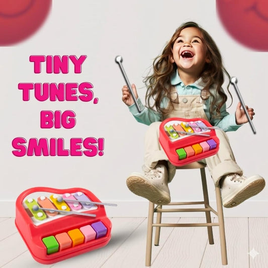 21340 2-in-1 Xylophone Musical Toy for Kids 8 Scale Piano Keyboard with 8 Tone Percussion, Colorful Educational Learning Toy for Babies, Toddlers, Boys & Girls 6-12 Months, Birthday Gift