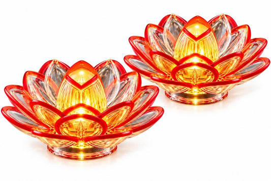 21376 Transparent Flower LED Tea Light Candles Flameless Smokeless Battery Operated Decorative Diya Lights | Lotus Flower Shape for Diwali, Pooja, Home Decor & Festivals