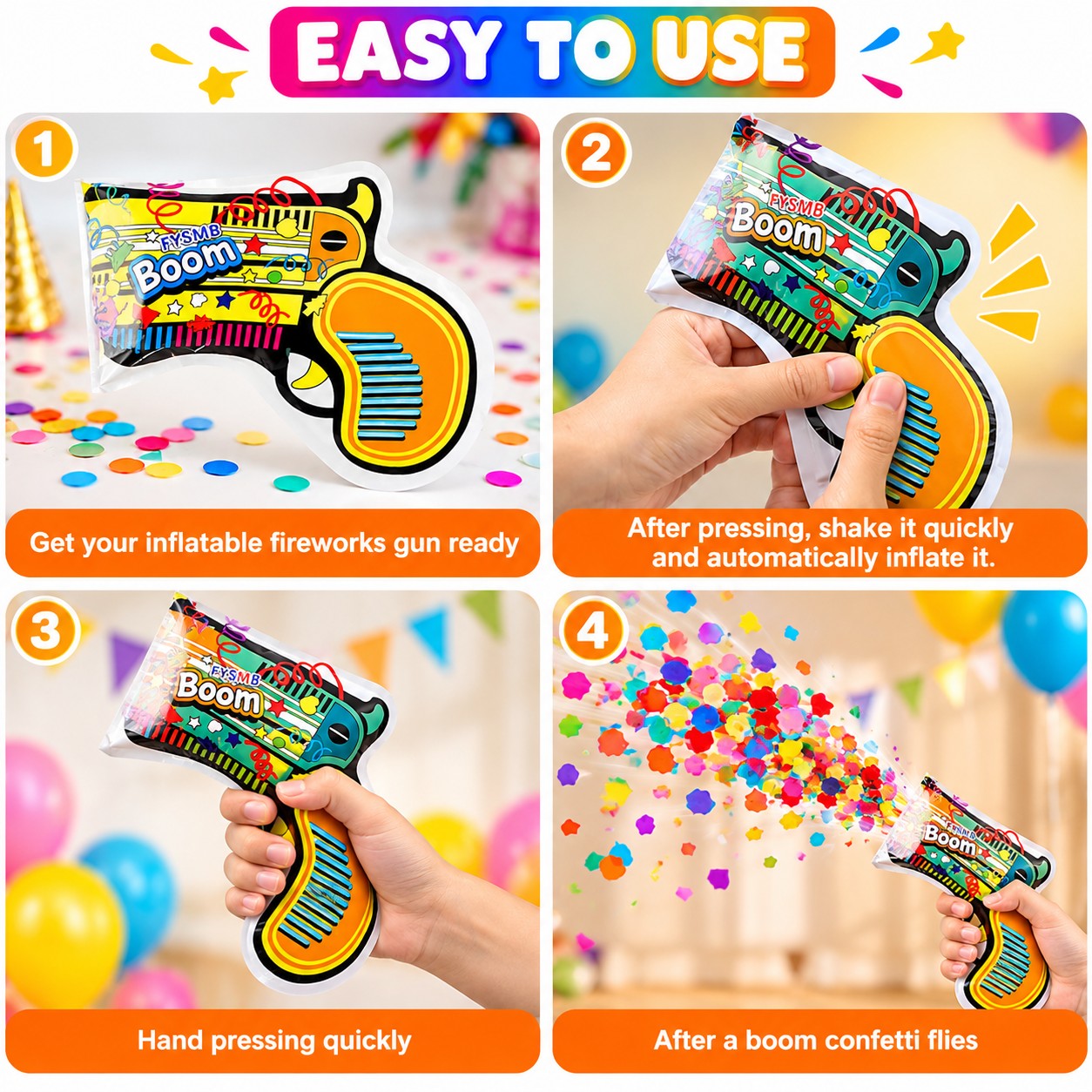 21520  Party Poppers Party Supplies MulticolorMetallic Inflatable Gun Premium Popper Favors for Birthday Wedding Graduation Anniversary Parties Celebrations