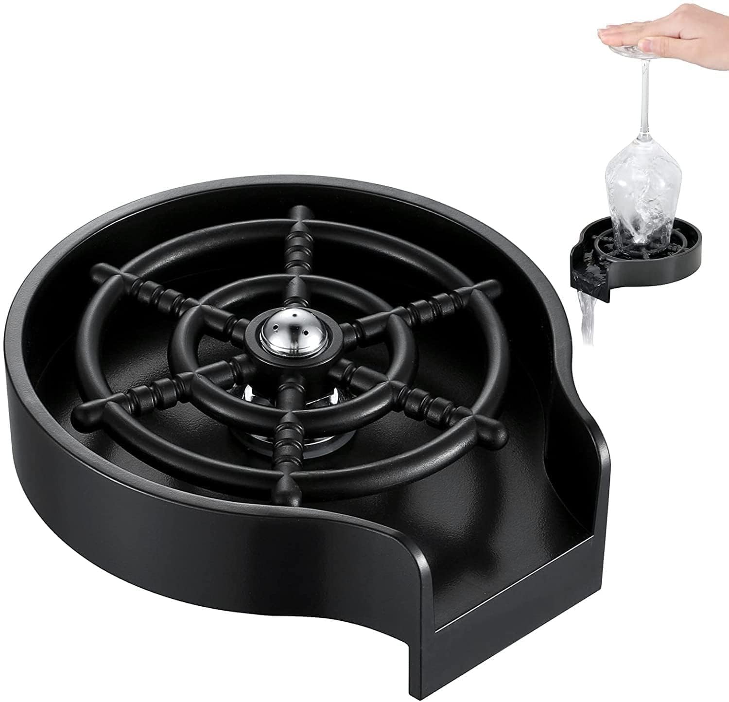 21561  Automatic Cup Washer for Sink | Glass Rinser for Kitchen, Bar & Cafe | High Pressure Jet Cleaner for Bottles, Cups & Wine Glasses | Cleaning Accessory | Cup Rinser Kitchen Sink Attachment