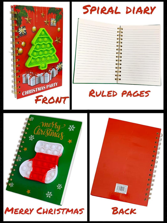 21562 Merry Christmas Pop-It Diary Note Book For Kids (Pack Of 1 Pcs) Festive Retun Gift For Kids, Personal Notebook, 100 Ruled Page, A6 Size For Note Making, Random Design