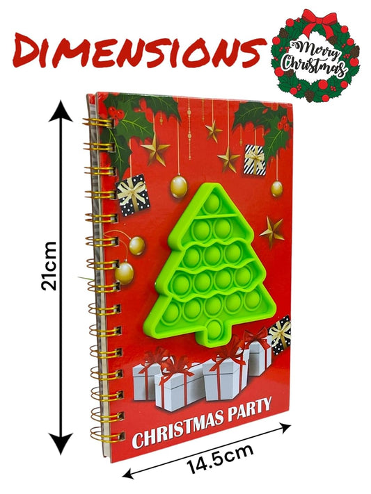 21562 Merry Christmas Pop-It Diary Note Book For Kids (Pack Of 1 Pcs) Festive Retun Gift For Kids, Personal Notebook, 100 Ruled Page, A6 Size For Note Making, Random Design