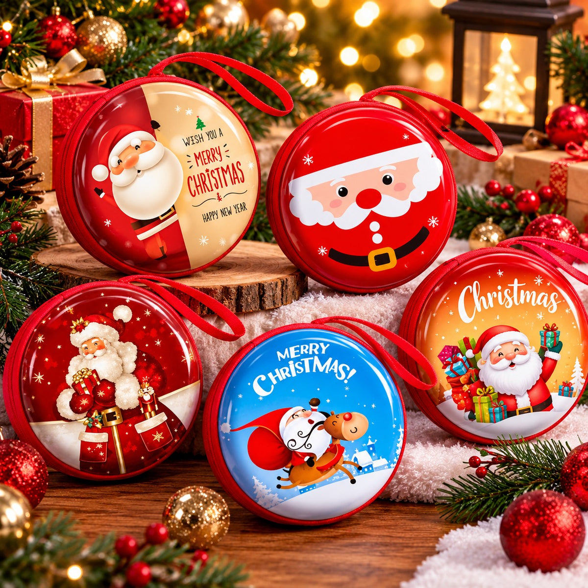 21567 Festive Santa Christmas Pouches in Winter Wonderland