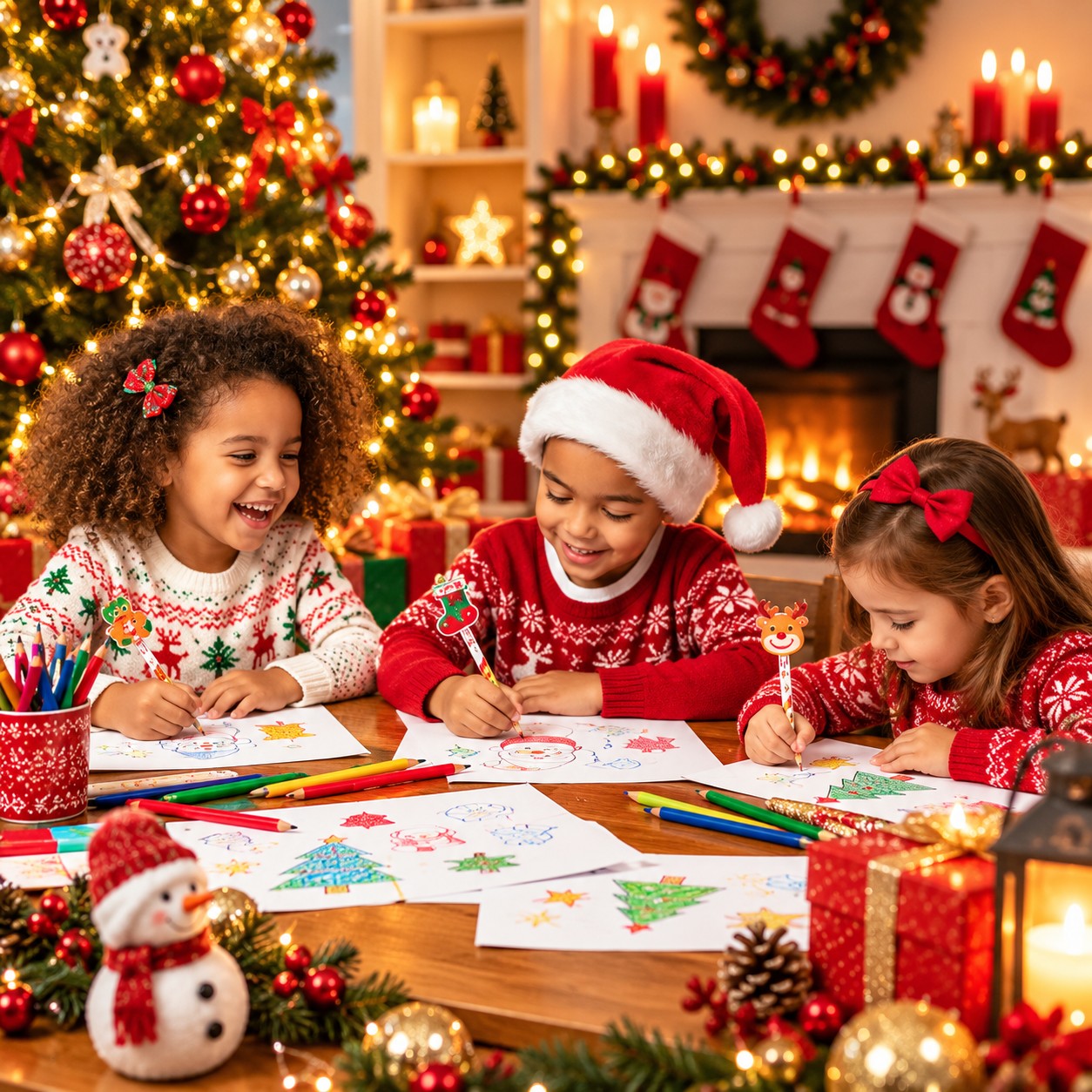 YC-713 Christmas Pencil Eraser Set for Kids | Festive Stationery Gift Set with Santa, Reindeer, Gingerbread and Stocking Erasers | School Return Gifts, Party Favors