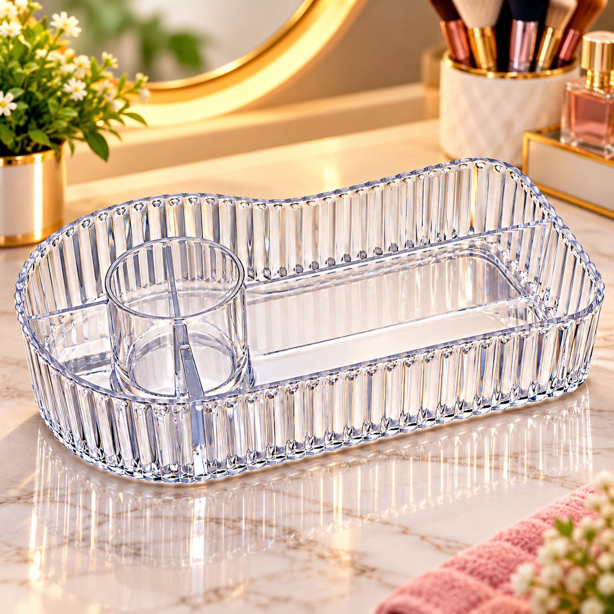 21580 Premium Transparent Acrylic Multipurpose Organizer Tray with Makeup, Bathroom & Kitchen Storage