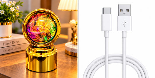 21581 Rotating Crystal Ball Lamp Red USB Cable