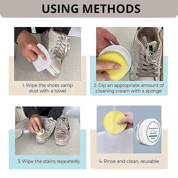 21588 White Shoe Cleaning Cream 260GM | White Shoe Cleaner & Instant Sneaker Whitener | Shoe Cleaning Cream with Sponge for Leather Shoes, Sports Shoes