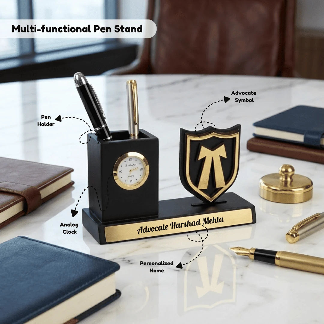 21048 Personalized Advocate Desk Organizer Gift with Clock & Pen HOLDER PERFECT FOR GIFTS