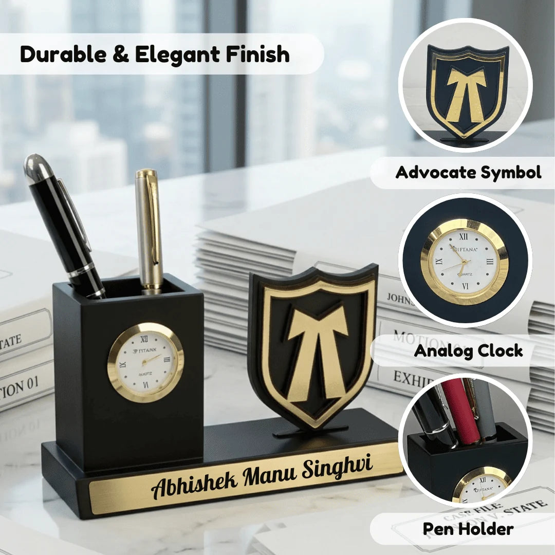 21048 Personalized Advocate Desk Organizer Gift with Clock & Pen HOLDER PERFECT FOR GIFTS
