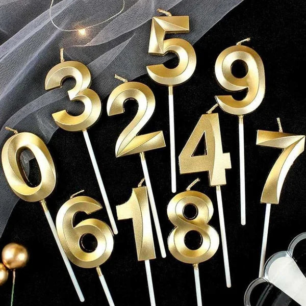 21146  {Pack of 12} Metallic Golden Colour Shiny Number 9 Candle Cake Topper, Birthday Candles