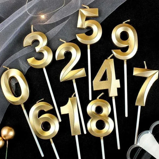 21146  {Pack of 12} Metallic Golden Colour Shiny Number 9 Candle Cake Topper, Birthday Candles