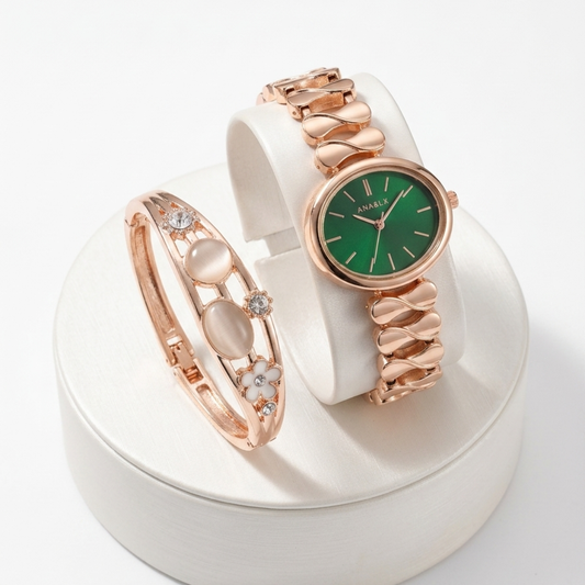 20656  Stylish Watch And Bracelet  For Girl beautiful Gift for Women {Random Design}
