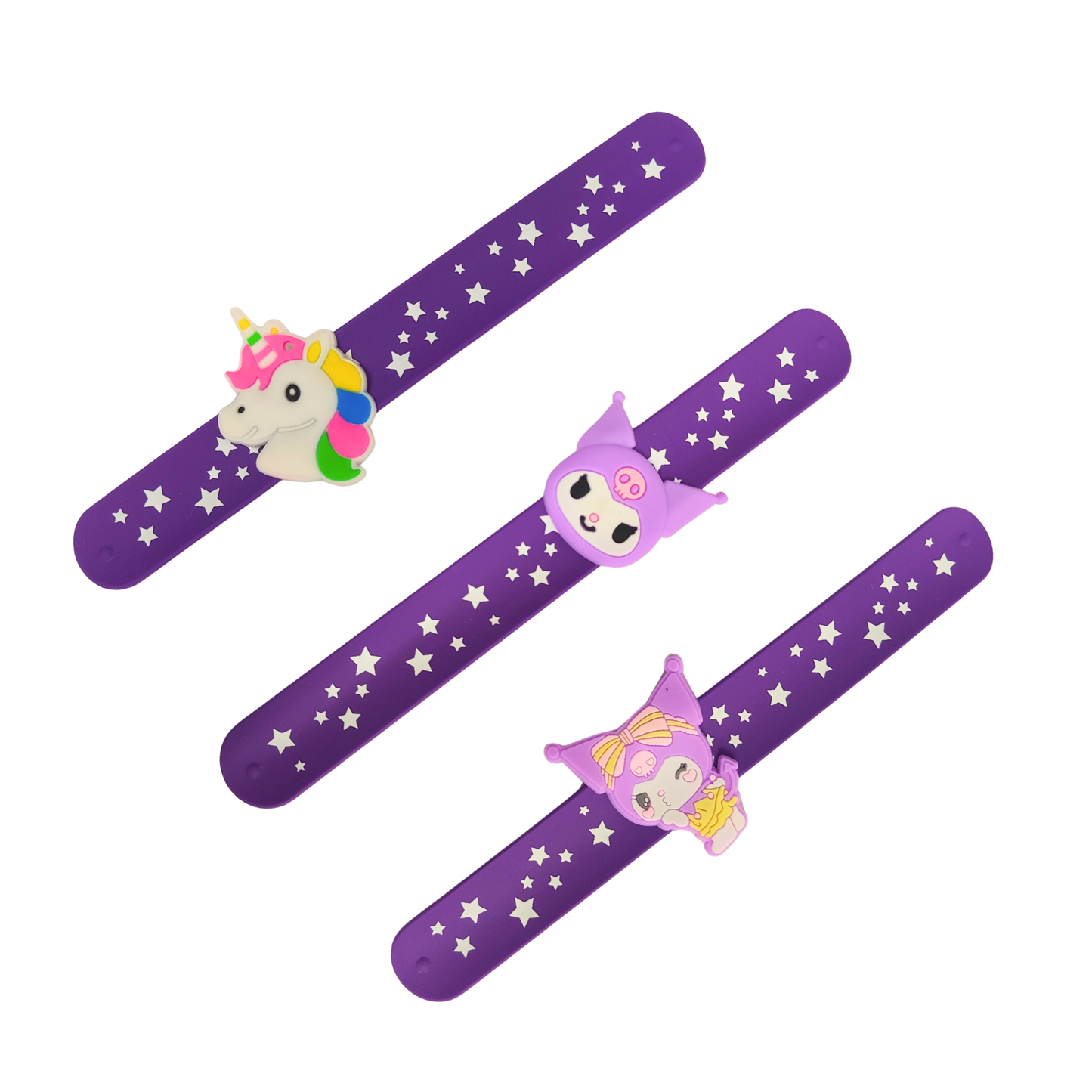 20597 {Pack of 12} Kuromi Slap Bracelets Silicone Slap Bands for kids