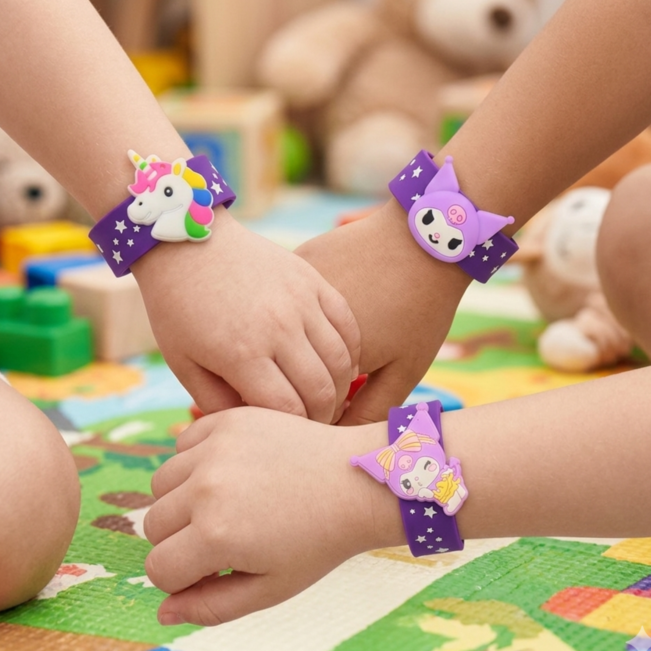 20597 {Pack of 12} Kuromi Slap Bracelets Silicone Slap Bands for kids