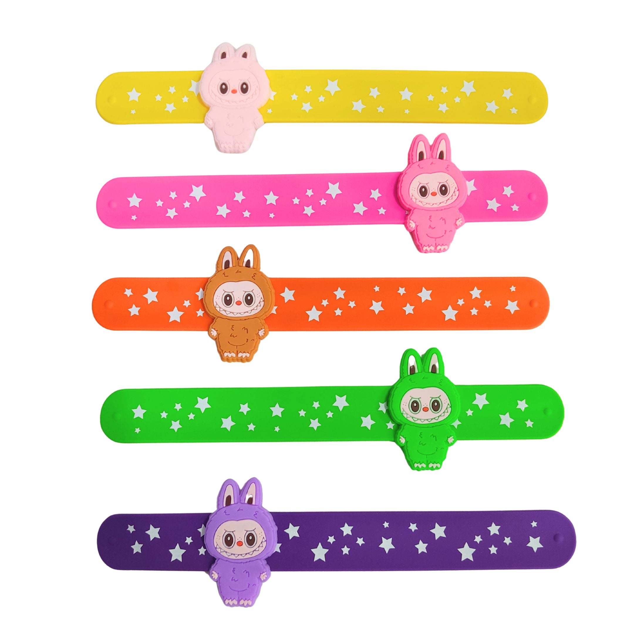 20599 {Pack of 12} Labubu Slap Bracelets Silicone Slap Bands for kids {Random Color}