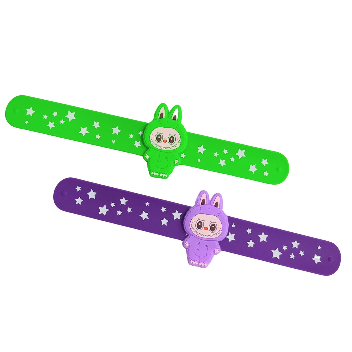 20599 {Pack of 12} Labubu Slap Bracelets Silicone Slap Bands for kids {Random Color}